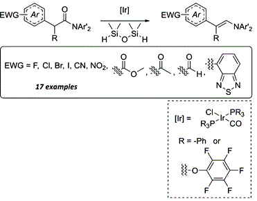 Donor-Acceptor p-Conjugated Enamines: Functional Group Compatible Synthesis from Amides and Their Photoabsorption and Photoluminescence Properties